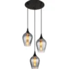 Ausgefallene LED Pendelleuchte mit drei Rauchglas Lampenschirmen, Ø 45cm