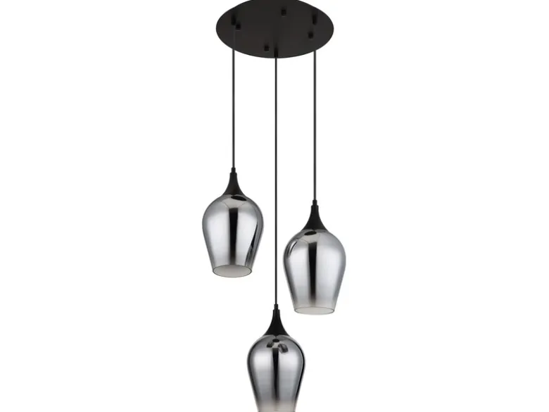 Ausgefallene LED Pendelleuchte mit drei Rauchglas Lampenschirmen, Ø 45cm