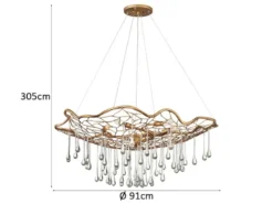 Ausgefallene LED Pendelleuchte Gold matt mit Glas Behang Ø 91cm