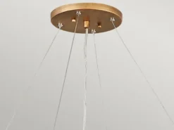 Ausgefallene LED Pendelleuchte Gold matt mit Glas Behang Ø 91cm