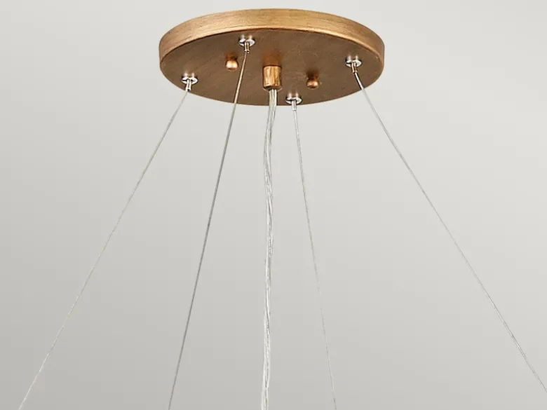 Ausgefallene LED Pendelleuchte Gold matt mit Glas Behang Ø 91cm