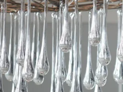 Ausgefallene LED Pendelleuchte Gold matt mit Glas Behang Ø 91cm