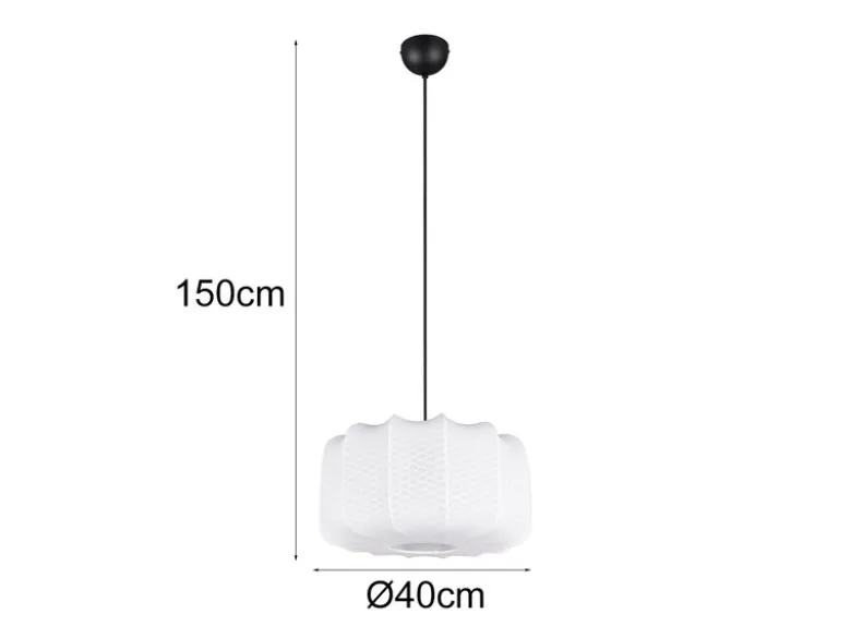 Ausgefallene LED Pendelleuchte mit Stoff Lampenschirm in Weiß, Ø 40cm
