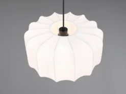 Ausgefallene LED Pendelleuchte mit Stoff Lampenschirm in Weiß, Ø 40cm