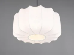 Ausgefallene LED Pendelleuchte mit Stoff Lampenschirm in Weiß, Ø 40cm