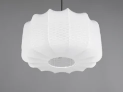 Ausgefallene LED Pendelleuchte mit Stoff Lampenschirm in Weiß, Ø 40cm