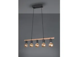 Ausgefallene LED Pendelleuchte 5 flammig Balken mit Sisal Seil, Breite 80cm