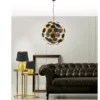 Ausgefallene LED Pendelleuchte Lampenschirm Schwarz-Gold, Ø 54cm