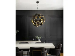 Ausgefallene LED Pendelleuchte Lampenschirm Schwarz-Gold, Ø 54cm