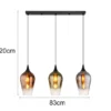 Ausgefallene LED Pendelleuchte mit drei bunten Glasschirmen, Breite 83cm