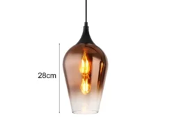 Ausgefallene LED Pendelleuchte mit drei bunten Glasschirmen, Breite 83cm