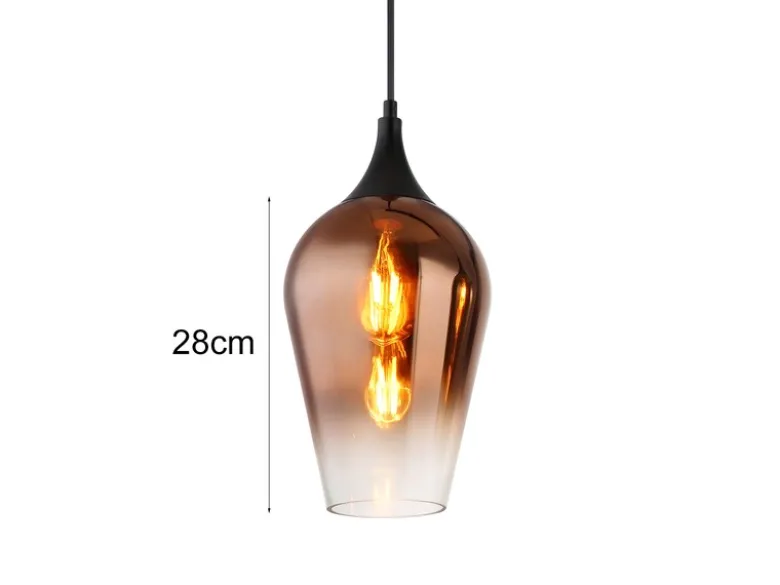 Ausgefallene LED Pendelleuchte mit drei bunten Glasschirmen, Breite 83cm