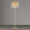 Ausgefallene LED Stehlampe Gold mit Glas Kristall 2-farbig, Höhe 155cm