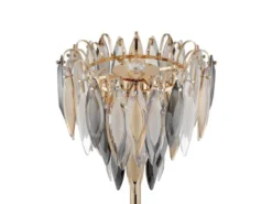 Ausgefallene LED Stehlampe Gold mit 3-farbigem K9 Kristall, Höhe 165cm