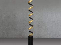 Ausgefallene LED Stehlampe HELIX Schwarz / Gold, Höhe 152cm