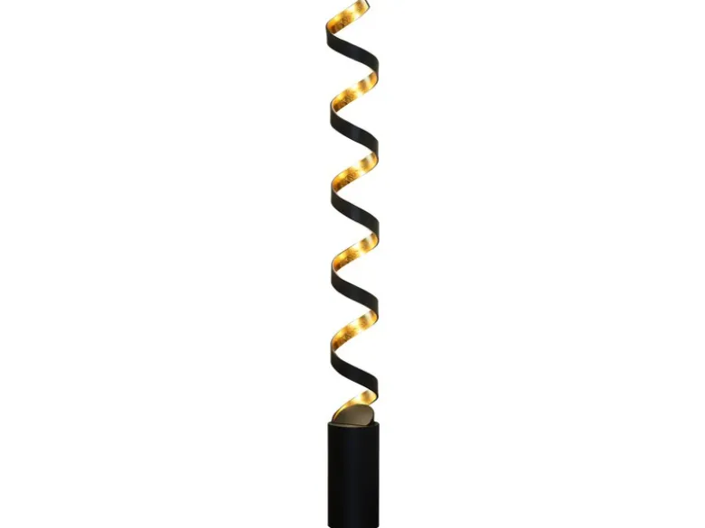 Ausgefallene LED Stehlampe HELIX Schwarz / Gold, Höhe 152cm