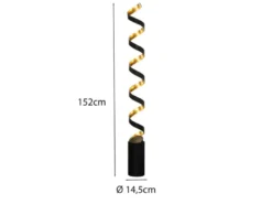 Ausgefallene LED Stehlampe HELIX Schwarz / Gold, Höhe 152cm