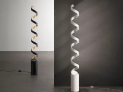 Ausgefallene LED Stehlampe HELIX Weiß / Silber, Höhe 152cm