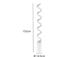 Ausgefallene LED Stehlampe HELIX Weiß / Silber, Höhe 152cm