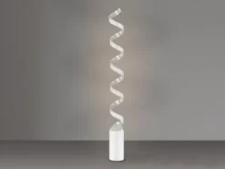 Ausgefallene LED Stehlampe HELIX Weiß / Silber, Höhe 152cm