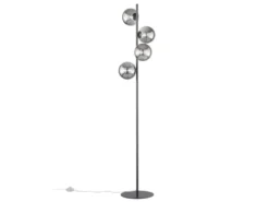 Ausgefallene LED Stehlampe mehrflammig Schwarz - Glaskugeln Rauchglas, H: 160cm