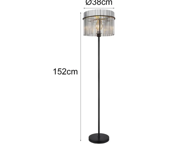 Ausgefallene LED Stehleuchte mit Rauchglas Stäben, Höhe 152cm