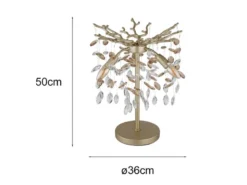 Ausgefallene LED Tischlampe Gold mit Glas Kristall 2-farbig, Höhe 50cm