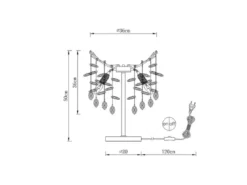 Ausgefallene LED Tischlampe Silber mit Glas Kristall 2-farbig, Höhe 50cm