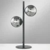 Ausgefallene LED Tischleuchte Schwarz - Glaskugeln Rauchglas, Höhe 40cm
