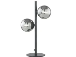 Ausgefallene LED Tischleuchte Schwarz - Glaskugeln Rauchglas, Höhe 40cm
