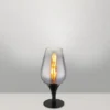 Ausgefallene LED Tischleuchte mit Rauchglas Lampenschirm, Höhe 31cm