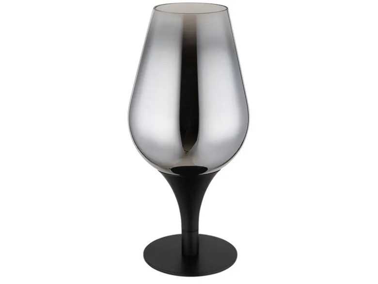 Ausgefallene LED Tischleuchte mit Rauchglas Lampenschirm, Höhe 31cm