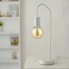 Ausgefallene LED Tischleuchte aus Metall in Weiß, Höhe 48cm