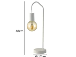 Ausgefallene LED Tischleuchte aus Metall in Weiß, Höhe 48cm