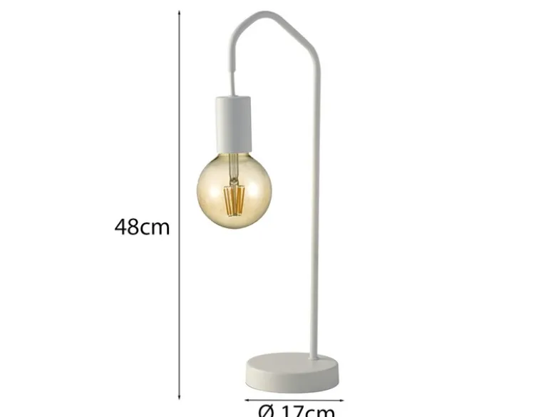 Ausgefallene LED Tischleuchte aus Metall in Weiß, Höhe 48cm