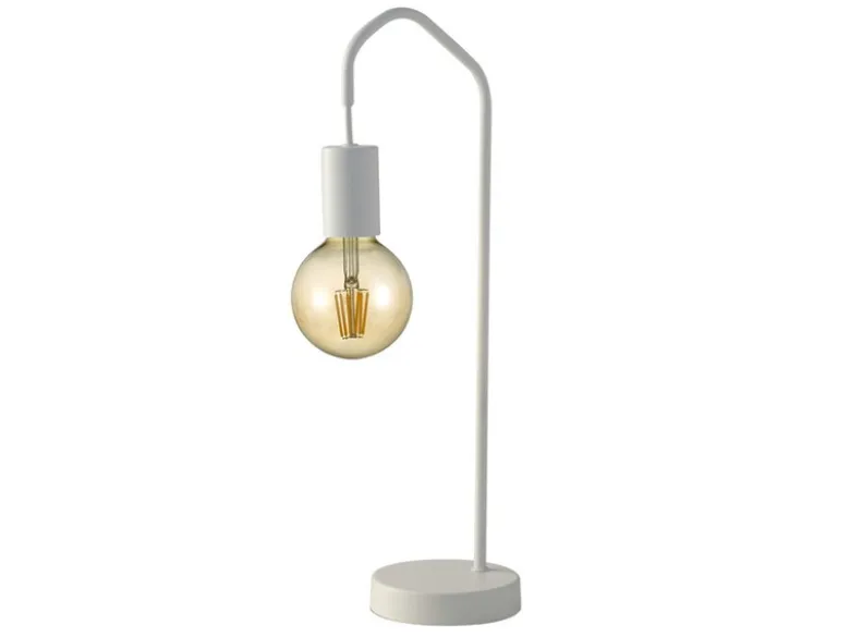 Ausgefallene LED Tischleuchte aus Metall in Weiß, Höhe 48cm