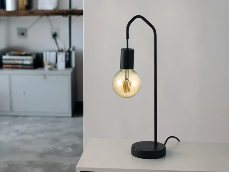 Ausgefallene LED Tischleuchte aus Metall in Schwarz, Höhe 48cm