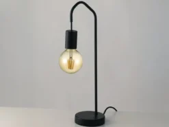 Ausgefallene LED Tischleuchte aus Metall in Schwarz, Höhe 48cm