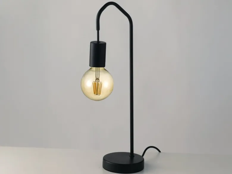 Ausgefallene LED Tischleuchte aus Metall in Schwarz, Höhe 48cm