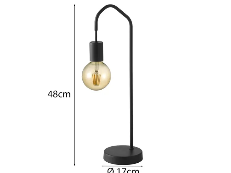 Ausgefallene LED Tischleuchte aus Metall in Schwarz, Höhe 48cm