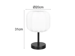Ausgefallene LED Tischleuchte mit Stoff Lampenschirm in Weiß, Höhe 31cm