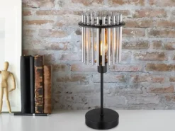 Ausgefallene LED Tischleuchte mit Rauchglas Stäben, Höhe 37,5cm