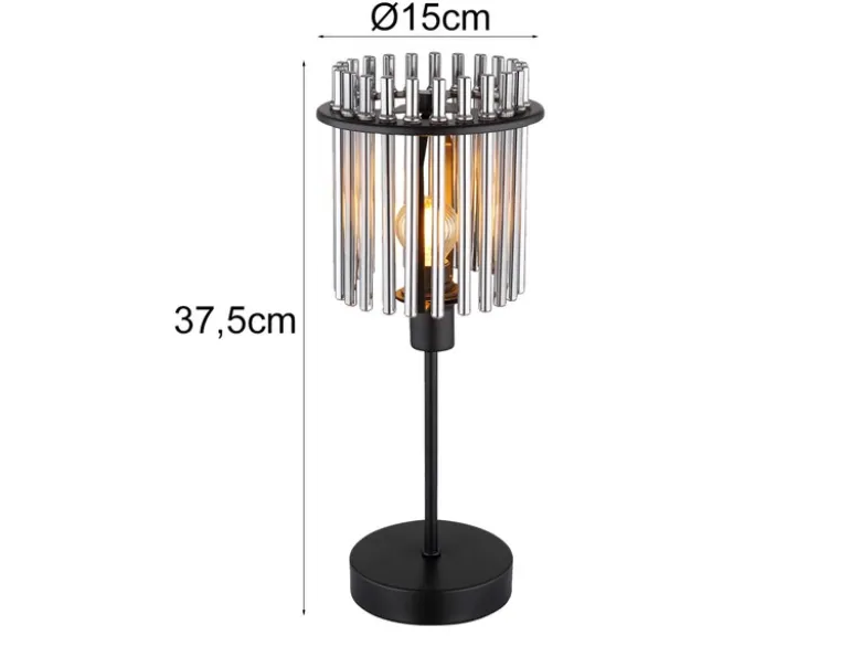 Ausgefallene LED Tischleuchte mit Rauchglas Stäben, Höhe 37,5cm
