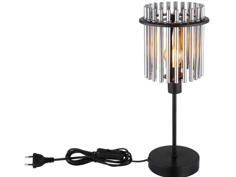 Ausgefallene LED Tischleuchte mit Rauchglas Stäben, Höhe 37,5cm