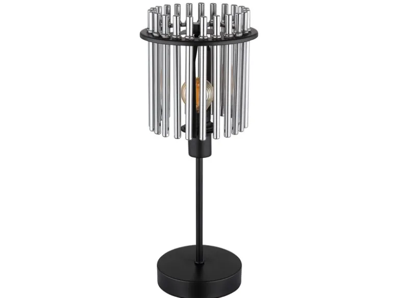 Ausgefallene LED Tischleuchte mit Rauchglas Stäben, Höhe 37,5cm