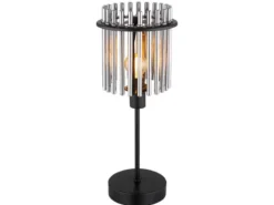 Ausgefallene LED Tischleuchte mit Rauchglas Stäben, Höhe 37,5cm
