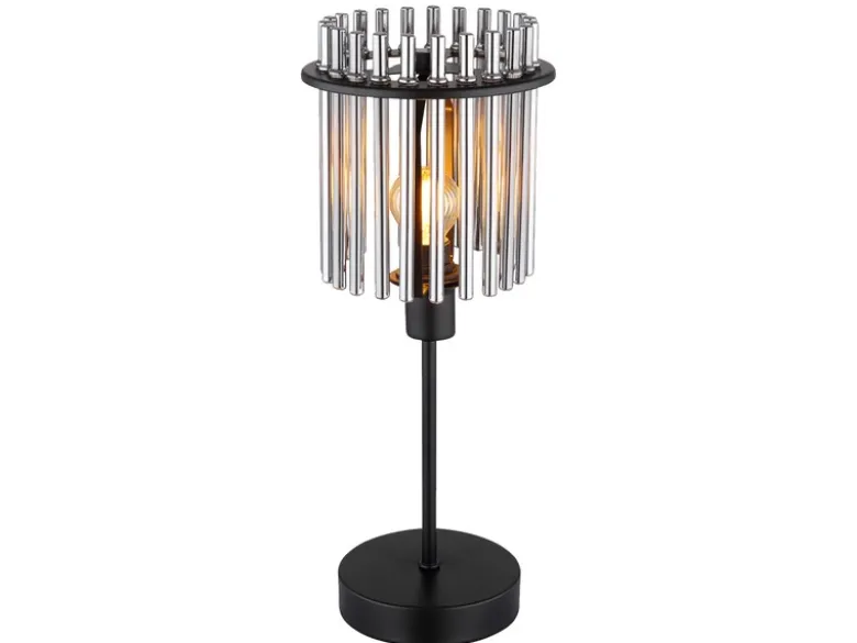 Ausgefallene LED Tischleuchte mit Rauchglas Stäben, Höhe 37,5cm