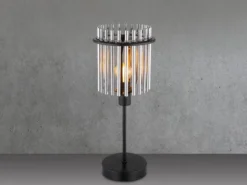 Ausgefallene LED Tischleuchte mit Rauchglas Stäben, Höhe 37,5cm