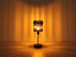 Ausgefallene LED Tischleuchte mit Rauchglas Stäben, Höhe 37,5cm
