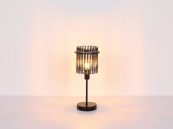 Ausgefallene LED Tischleuchte mit Rauchglas Stäben, Höhe 37,5cm